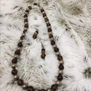 Necklace/Earring Set Brown/Tortoise
